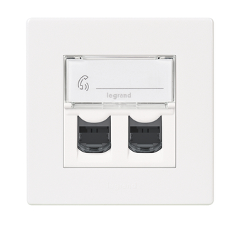 Prise informatique 2xRJ45, cat. 5e UTP blanc