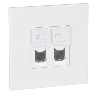 Prise informatique 2xRJ45, cat. 6 STP blanc