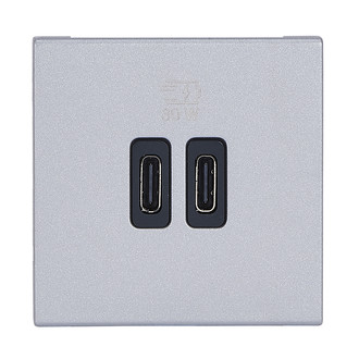 Prise de charge USB MOSAIC 2×type-C 3A 30W 2 modules alu