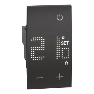 Living Now thermostat électronique 230V avec écran d'affichage 2 modules, noir