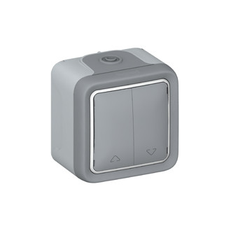 Poussoir de stores 2xA IP55, AP gris