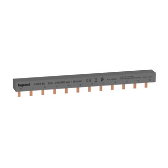 Peigne d'alimentation 2P HX³ équilibré sur 3 phases longueur 12 modules, 63A